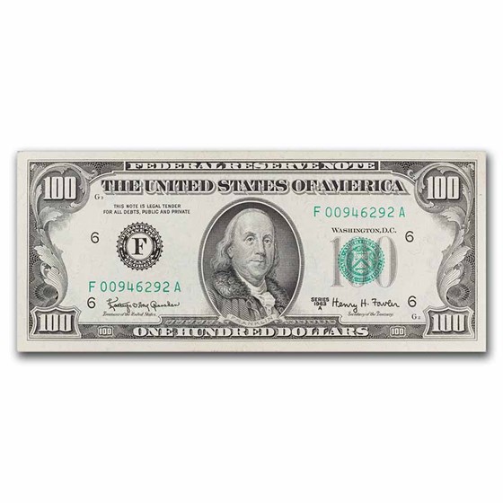 1963-A (F-Atlanta) $100 FRN AU (Fr#2163-F) 1963-A (F-Atlanta) $100 FRN AU (Fr#2163-F)