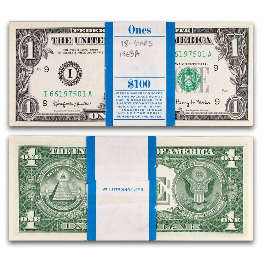 1963-A (I-Minneapolis) $1.00 FRN CU (Fr#1901-I) 100 Consecutive