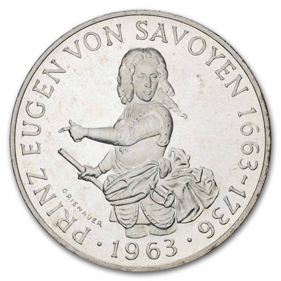 1963 Austria Silver 25 Schilling Prince Eugen von Savoyen Proof