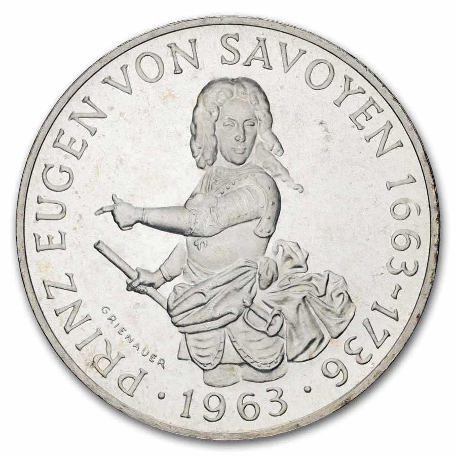 1963 Austria Silver 25 Schilling Prince Eugen von Savoyen Proof