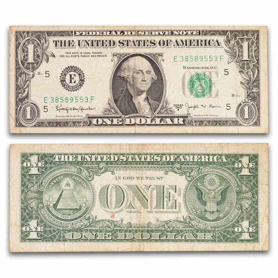 1963-B $1.00 FRN's Barr Notes Avg Circ (Fr#1902)
