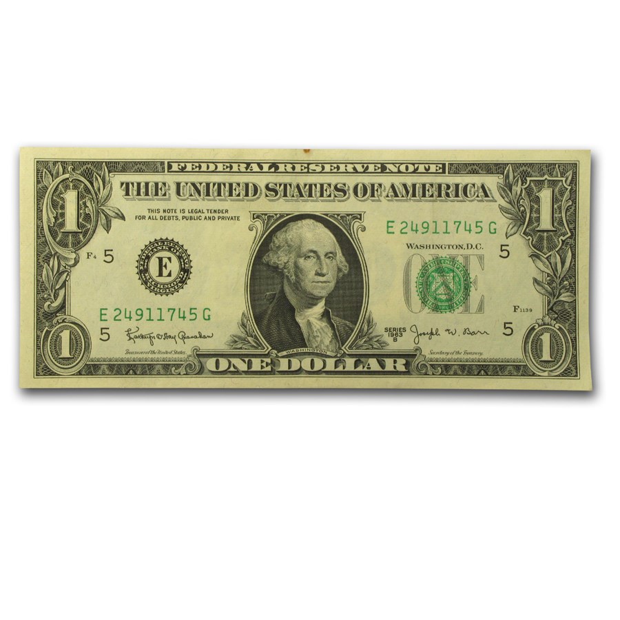 1963-B (E-Richmond) $1.00 FRN Barr Note AU (Fr#1902-E)