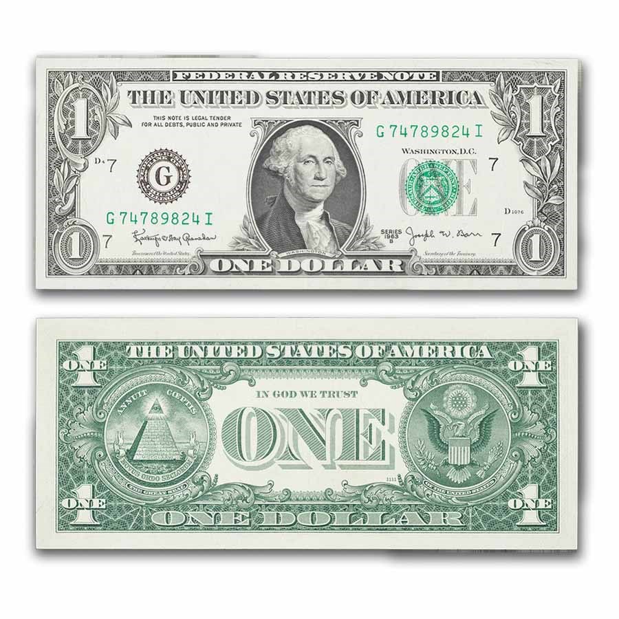 1963-B (G-Chicago) $1.00 FRN Barr Note XF-AU (Fr#1902-G)