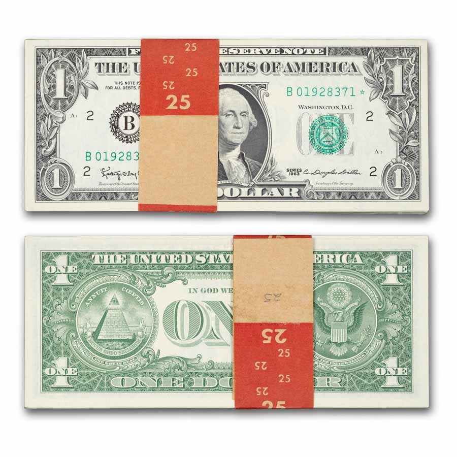 1963* (B-New York) $1.00 FRN CU (Fr#1900-B*) Star Note, 25 cons