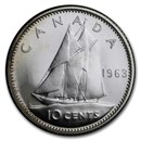 1963 Canada Silver 10 Cents Bluenose Sailboat BU/Prooflike