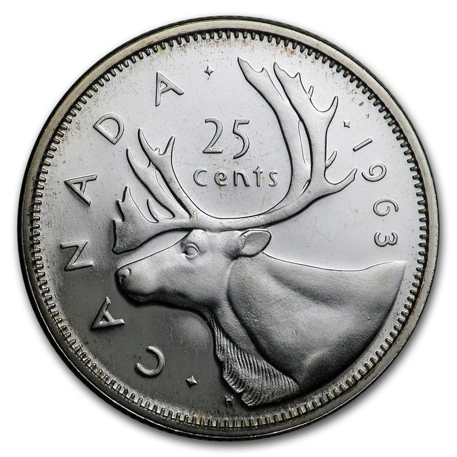 1963 Canada Silver 25 Cents BU/Prooflike