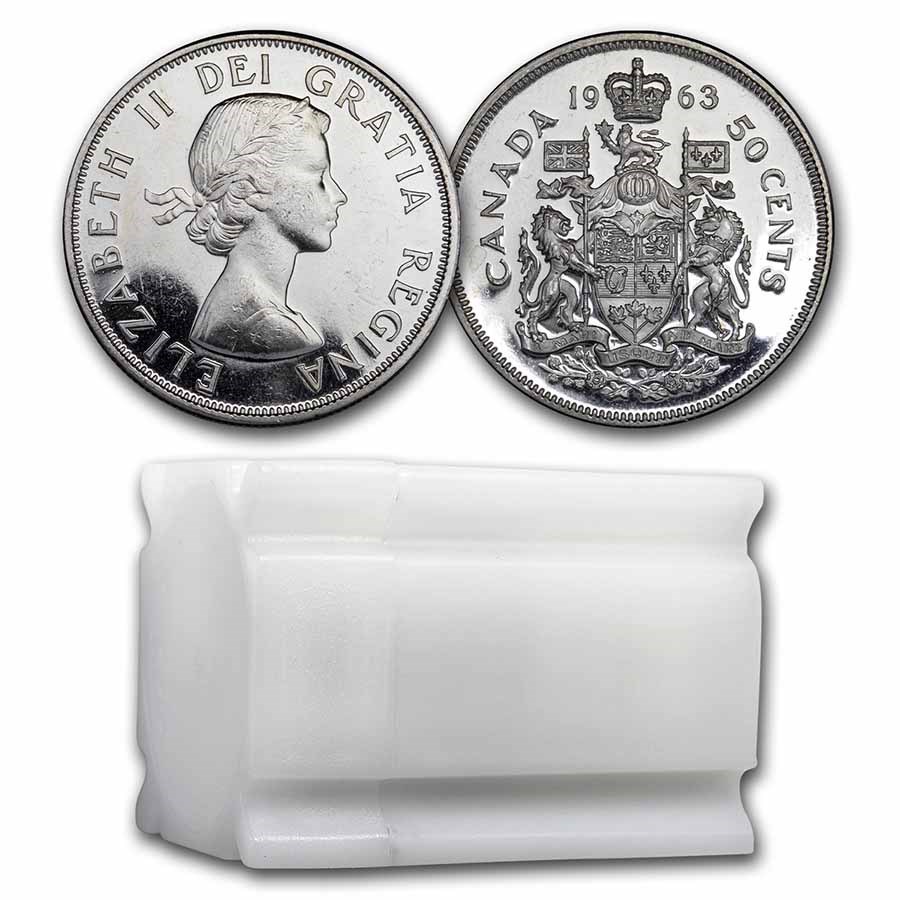 1963 Canada Silver Half Dollar 20-Coin Roll BU