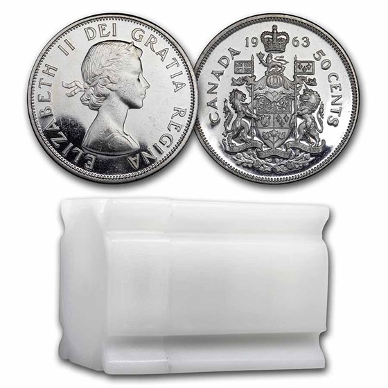 1963 Canada Silver Half Dollar 20-Coin Roll BU 1963 Canada Silver Half Dollar 20-Coin Roll BU