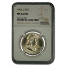 1963-D Franklin Half Dollar MS-66 NGC (FBL)