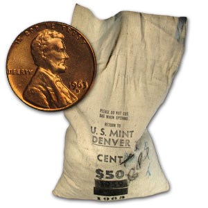 1963-D Lincoln Cent $50.00 Mint Sewn Bag 1963-D Lincoln Cent $50.00 Mint Sewn Bag