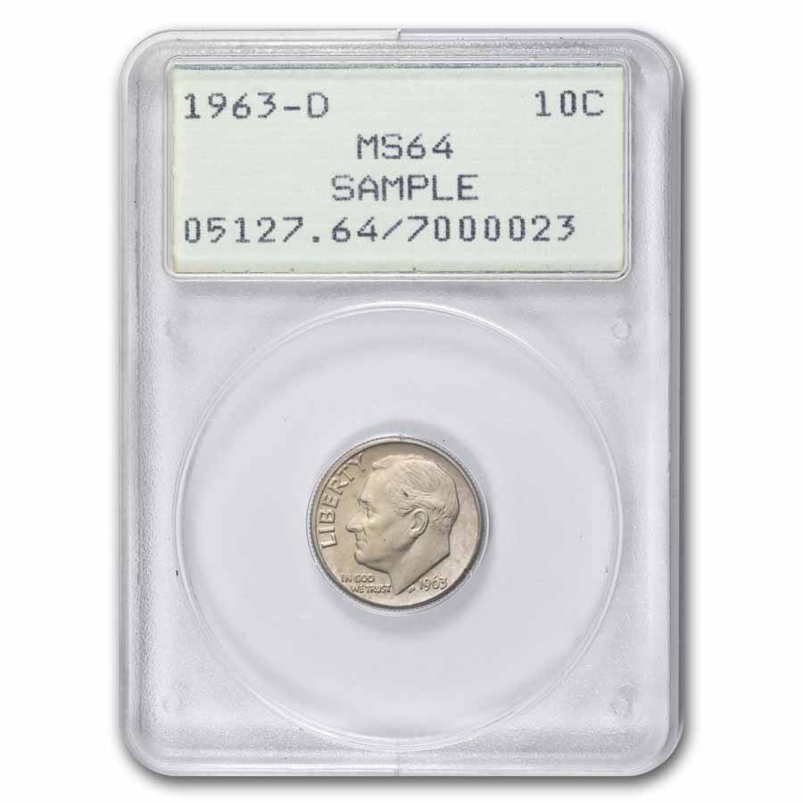 Buy 1963-D Roosevelt Dime MS-64 PCGS Rattler Sample Slab | APMEX