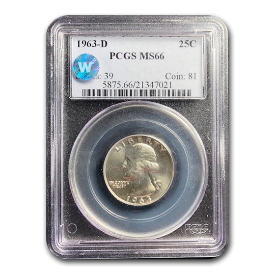 1963-D Washington Quarter MS-66 PCGS 1963-D Washington Quarter MS-66 PCGS
