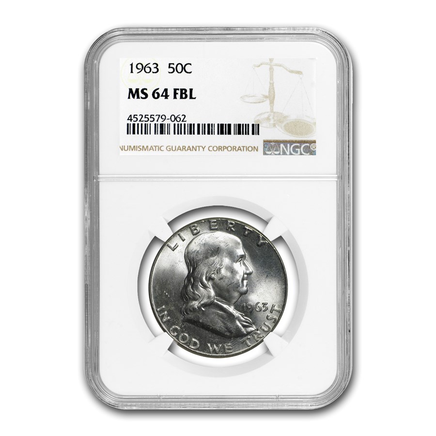 1963 Franklin Half Dollar MS-64 NGC (FBL)