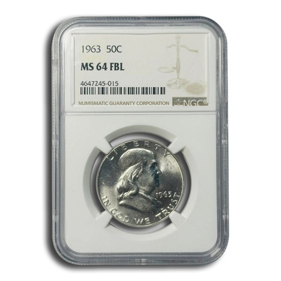 1963 Franklin Half Dollar MS-64 NGC (FBL)