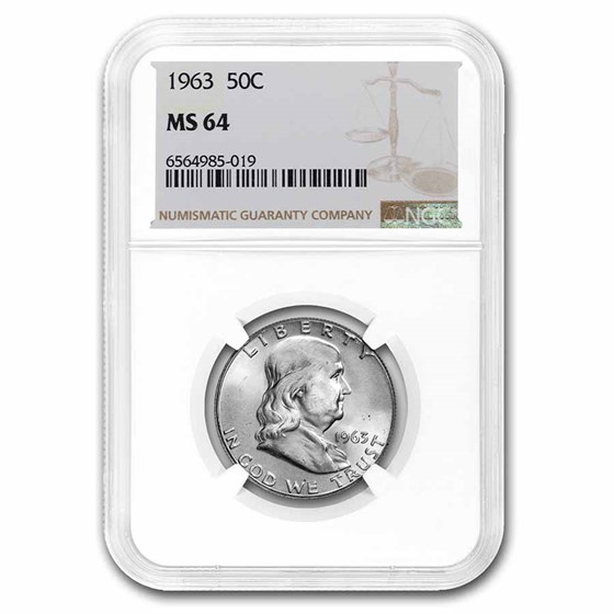 1963 Franklin Half Dollar MS-64 NGC 1963 Franklin Half Dollar MS-64 NGC