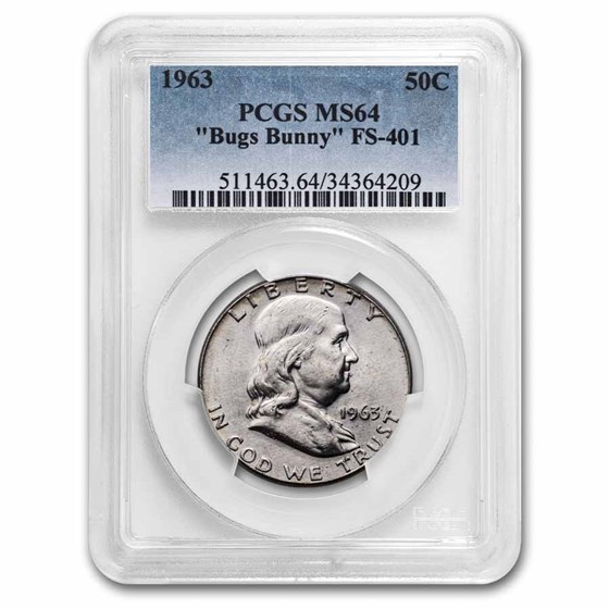 1963 Franklin Half Dollar MS-64 PCGS (Bugs Bunny, FS-401)
