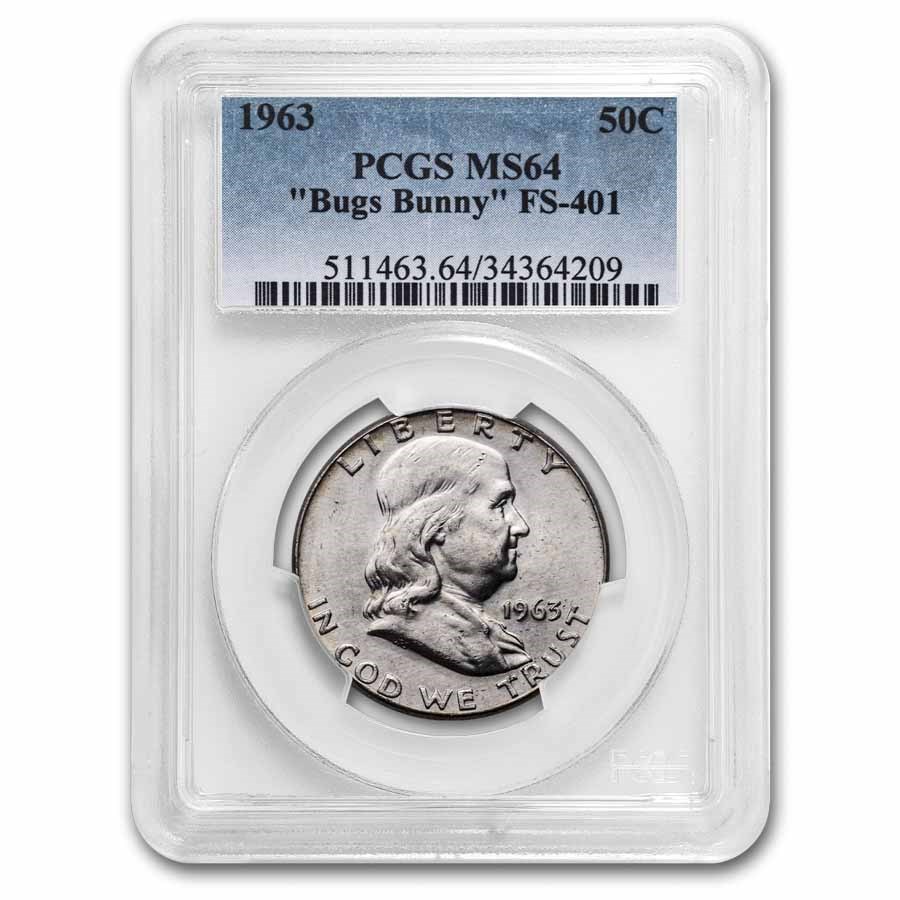 1963 Franklin Half Dollar MS-64 PCGS (Bugs Bunny, FS-401)