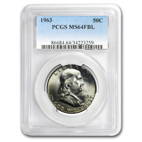 1963 Franklin Half Dollar MS-64 PCGS (FBL) 1963 Franklin Half Dollar MS-64 PCGS (FBL)