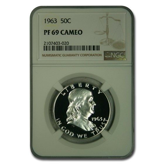 1963 Franklin Half Dollar PF-69 Cameo NGC 1963 Franklin Half Dollar PF-69 Cameo NGC