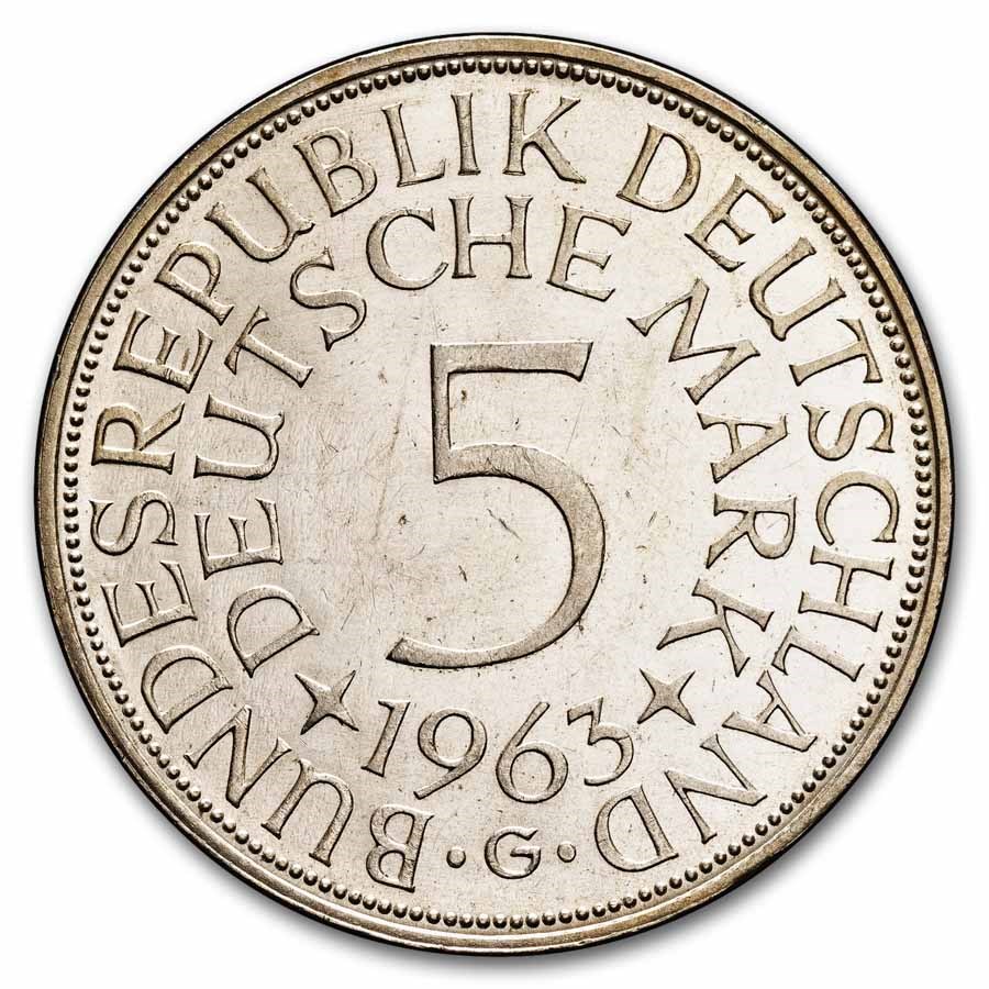 1963-G Germany Silver 5 Deutsche Mark AU