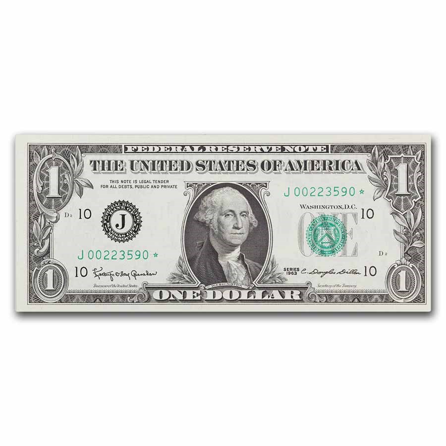 1963* (J-Kansas City) $1.00 FRN CU (Fr#1900-J*) Star Note!