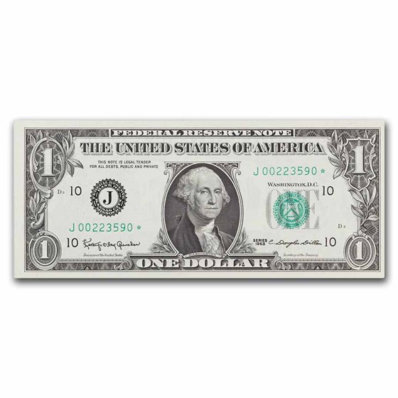 1963* (J-Kansas City) $1.00 FRN CU (Fr#1900-J*) Star Note! 1963* (J-Kansas City) $1.00 FRN CU (Fr#1900-J*) Star Note!