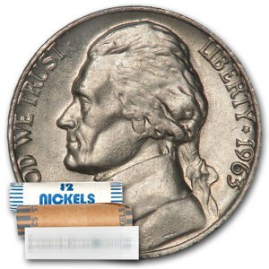 1963 Jefferson Nickel 40-Coin Roll BU