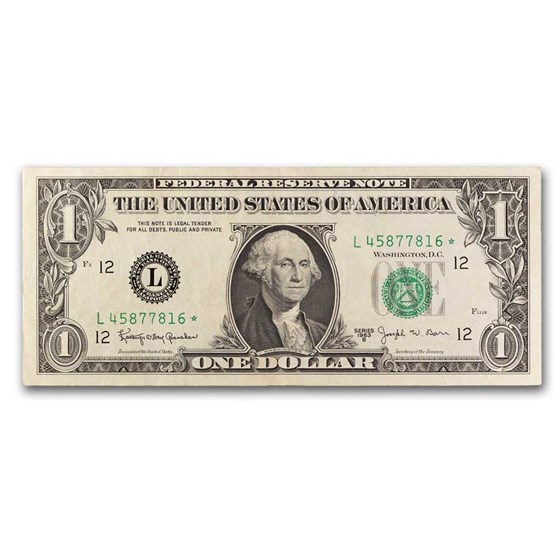 1963* (L-San Francisco) $1.00 CU (Star Note) 1963* (L-San Francisco) $1.00 CU (Star Note)