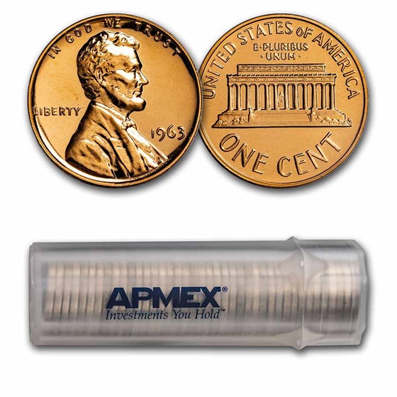 1963 Lincoln Cent 50-Coin Roll Proof 1963 Lincoln Cent 50-Coin Roll Proof