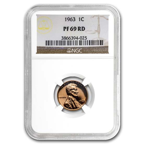 1963 Lincoln Cent PF-69 NGC (Red) 1963 Lincoln Cent PF-69 NGC (Red)