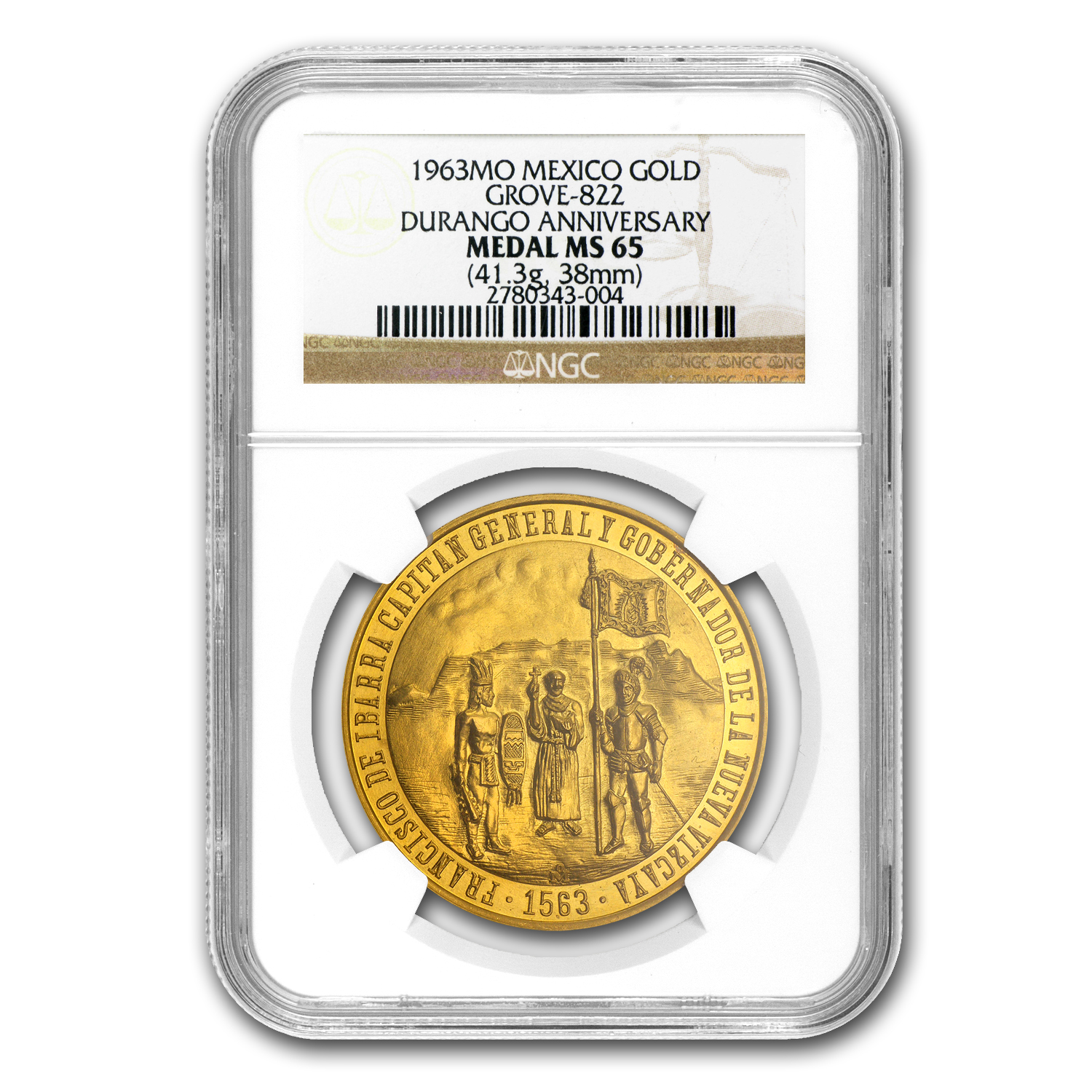 Buy 1963 Mexico Gold Founding of Durango Medal MS-65 NGC | APMEX