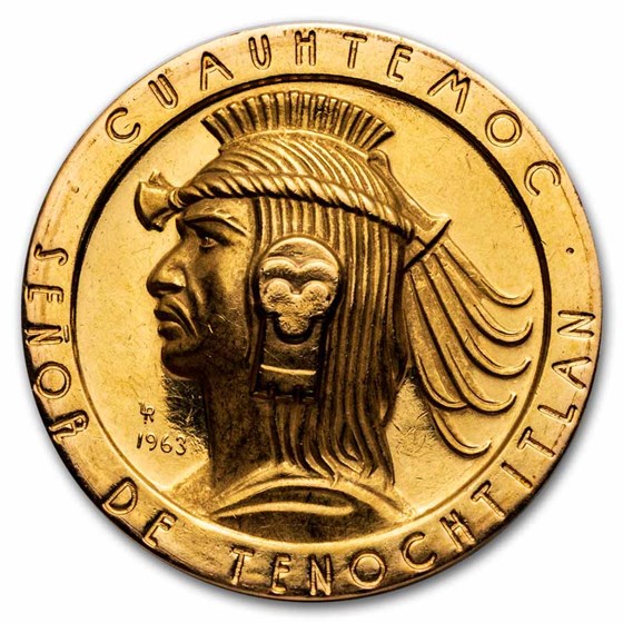Buy 1963 Mexico Gold Medal Cortez & Cuauhtemoc AU | APMEX