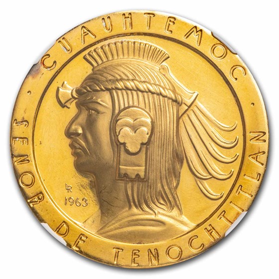 Buy 1963 Mexico Gold Medallic 50 Peso Cortez MS-60 NGC (Grove-P 77) | APMEX