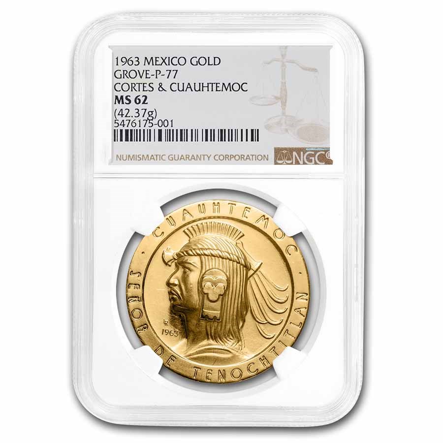 Buy 1963 Mexican Gold Medallic 50 Peso Cortez MS-62 NGC (Grove-P 77 ...