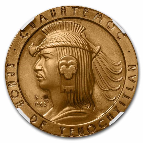 Buy 1963 Mexican Gold Medallic 50 Peso Cortez MS-64 NGC (Grove-P 77 ...