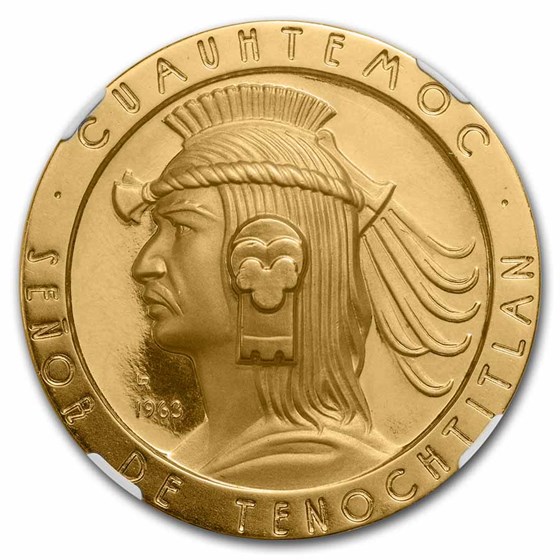 Buy 1963 Mexico Gold Medallic 50 Peso Cortez MS-65 NGC (Grove-P 77) | APMEX