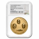 1963 Mexico Gold Medallic 50 Peso Recovery of Chamizal MS-63 NGC 1963 Mexico Gold Medallic 50 Peso Recovery of Chamizal MS-63 NGC