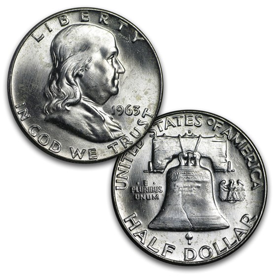 1963-P/D Franklin Half Dollar $20 40-Coin Roll BU (Shotgun Roll) 1963-P/D Franklin Half Dollar $20 40-Coin Roll BU (Shotgun Roll)