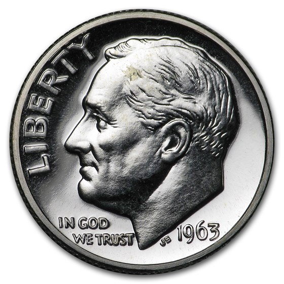 1963 Roosevelt Dime Gem Proof 1963 Roosevelt Dime Gem Proof