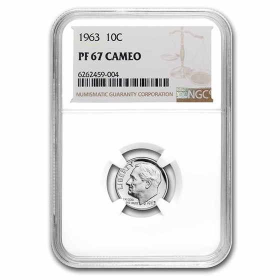 1963 Roosevelt Dime PF-67 Cameo NGC 1963 Roosevelt Dime PF-67 Cameo NGC