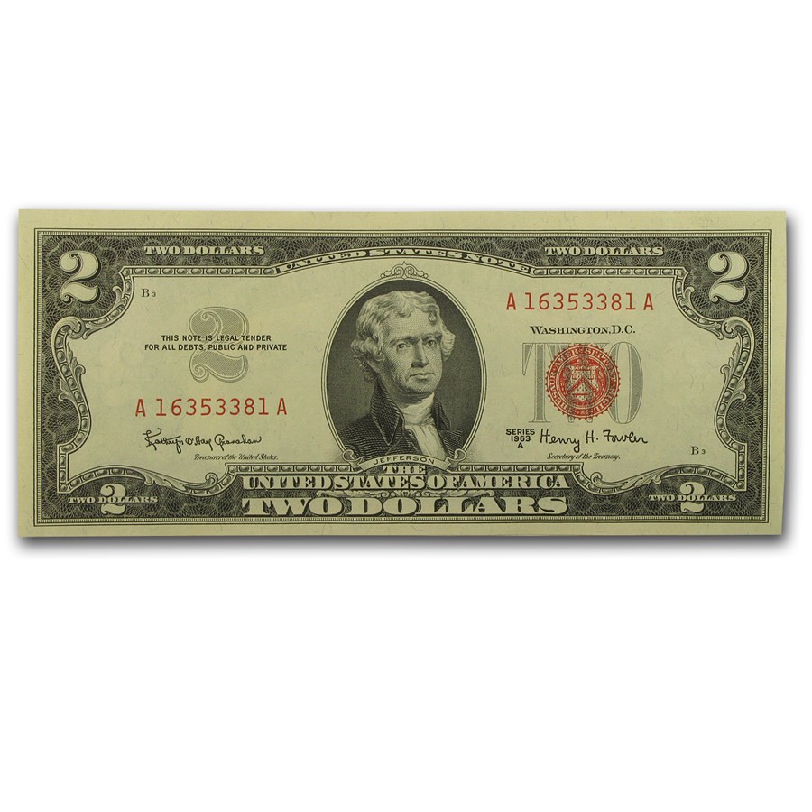 1963 thru 1963-A $2.00 U.S. Notes Red Seal CU