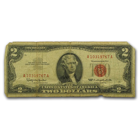 1963 thru 1963-A $2.00 U.S. Notes Red Seal Cull/Good 1963 thru 1963-A $2.00 U.S. Notes Red Seal Cull/Good