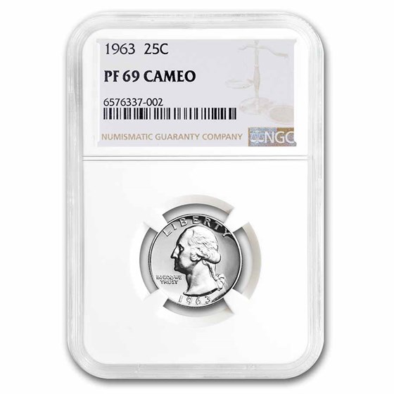 1963 Washington Quarter PF-69 Cameo NGC 1963 Washington Quarter PF-69 Cameo NGC