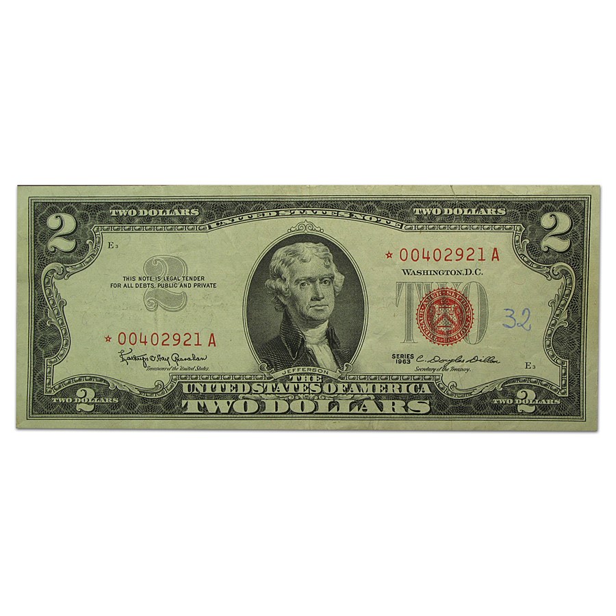 1963s* $2.00 U.S. Note Red Seal VG/VF (Star Notes)