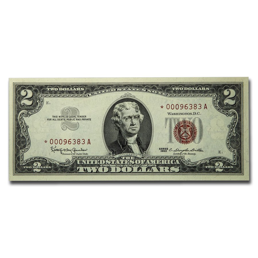 1963s* $2.00 U.S. Notes Red Seal CU (Star Note)