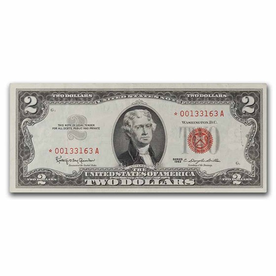 1963s* $2.00 U.S. Notes Red Seal Cull/Good (Star Note) 1963s* $2.00 U.S. Notes Red Seal Cull/Good (Star Note)