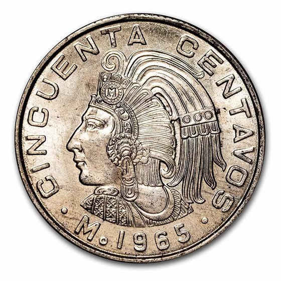 1964-1969 Mexico 50 Centavos Cuauhtemoc BU