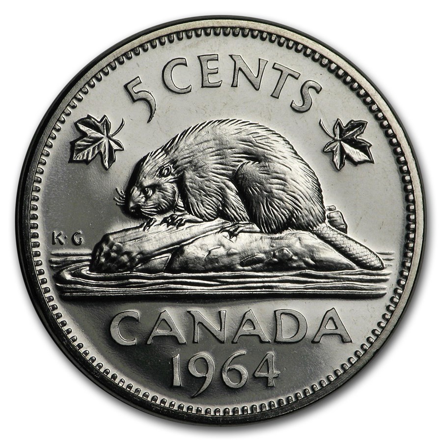 1964 Canada Nickel 5 Cents BU/Prooflike