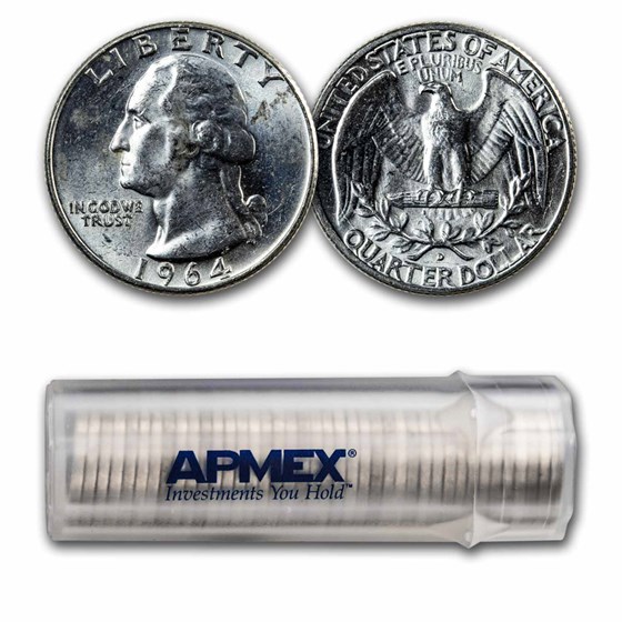 1964-D Washington Quarter 40-Coin Roll BU 1964-D Washington Quarter 40-Coin Roll BU