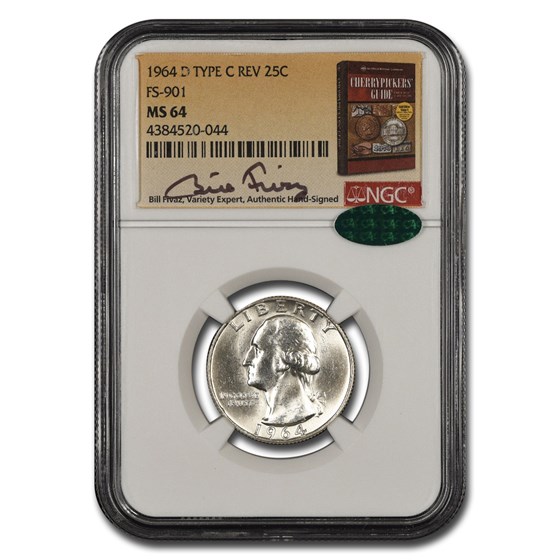 1964-D Washington Quarter MS-64 NGC CAC (Type C, FS-901, Fivaz) 1964-D Washington Quarter MS-64 NGC CAC (Type C, FS-901, Fivaz)
